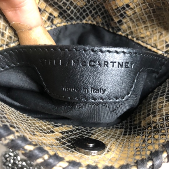 Stella McCartney Embossed Snake Print Flat Crossbody Bag w Tassel Italy - Picture 6 of 9